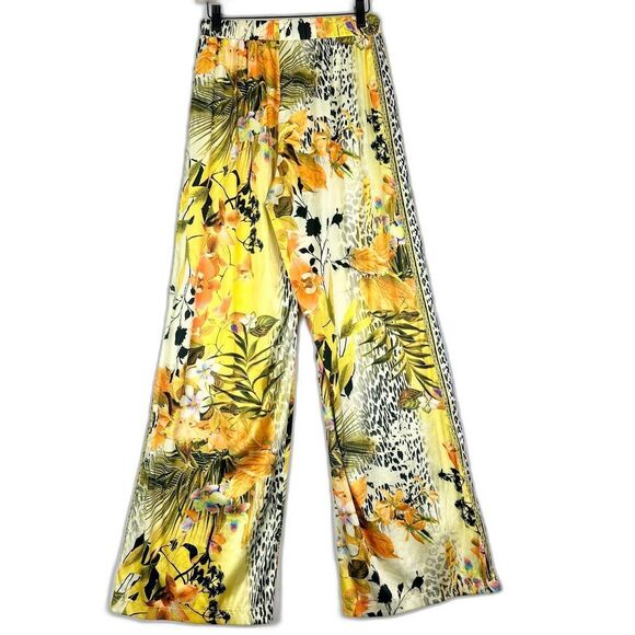 Alberto Makali Satin Wide Leg Pants Size Medium Tropical Vacation Pull On - Picture 2 of 8